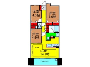 プレサンスグラン福島(１６０３)の物件間取画像